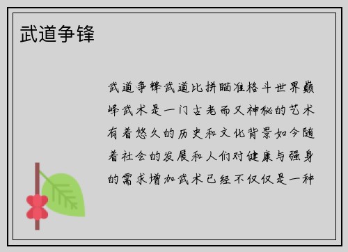 武道争锋